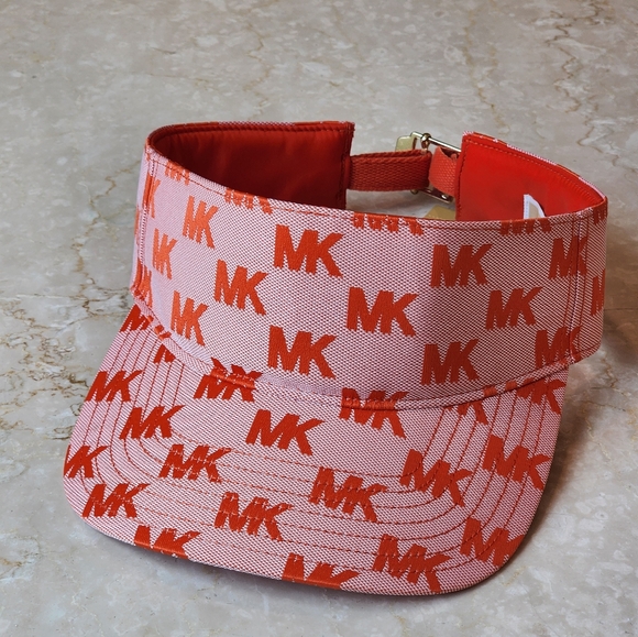 Michael Kors Women's Red Clay Logo Jacquard Visor - Picture 2 of 6